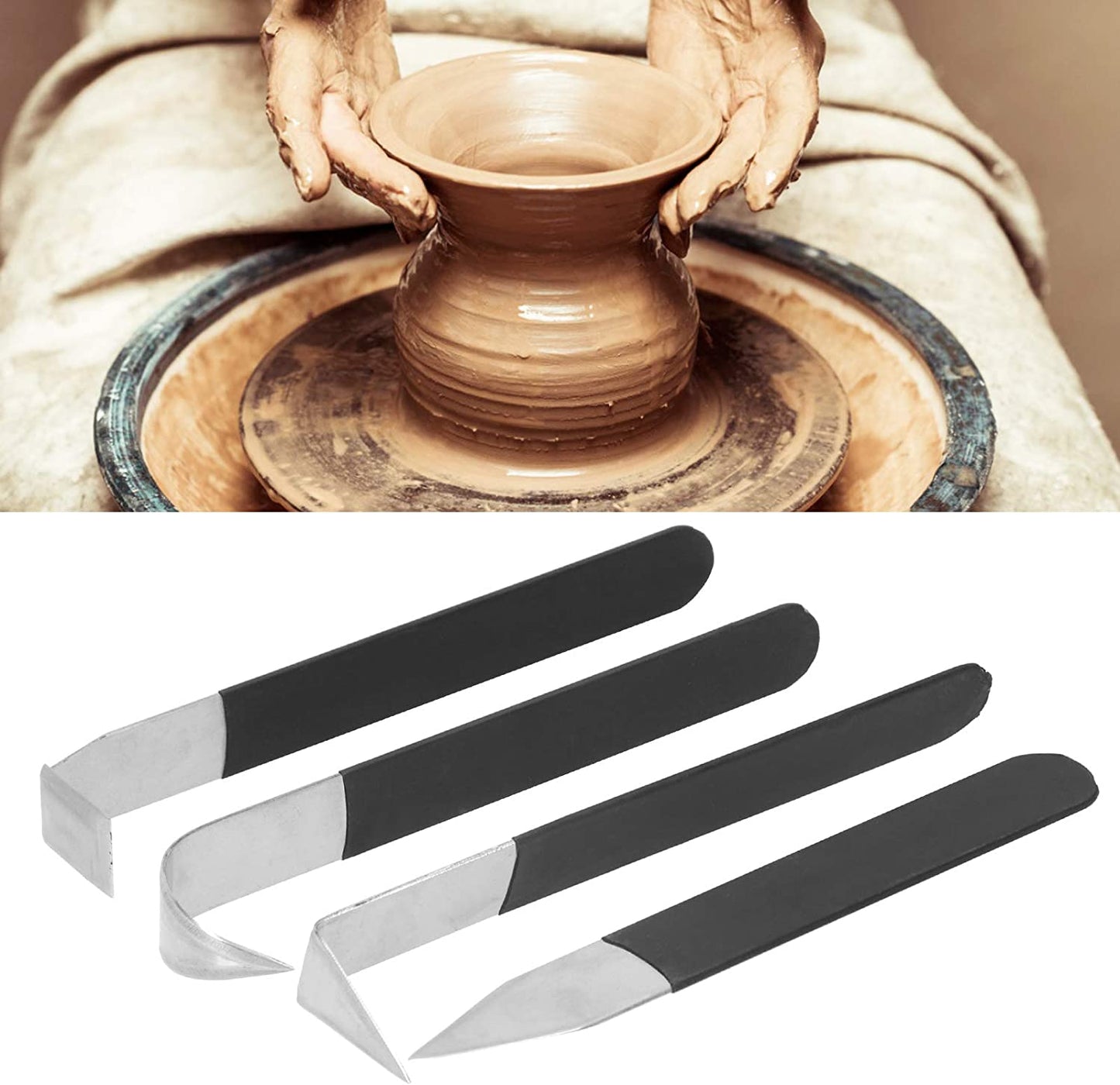 4Pcs Pottery Clay Sculpture Carving Tools Set, Trimming Knife Hand-Made Clay Art Craft Modelling Carving for Clay Pottery, Sculpture