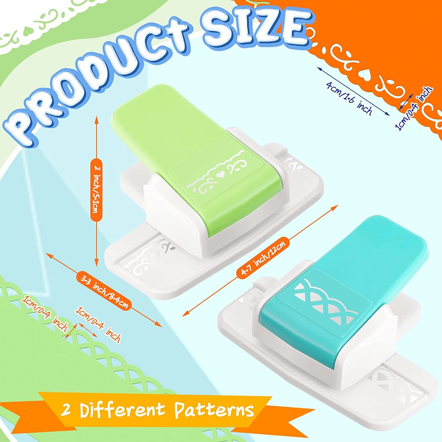2 Pcs Paper Punch Border Craft Fancy Punches Flower Embossing Punch for Card Making Handmade Cutter DIY Gift Card Puncher for Scrapbooking Die Cut Wedding Cards Crafting(Sweet Style)