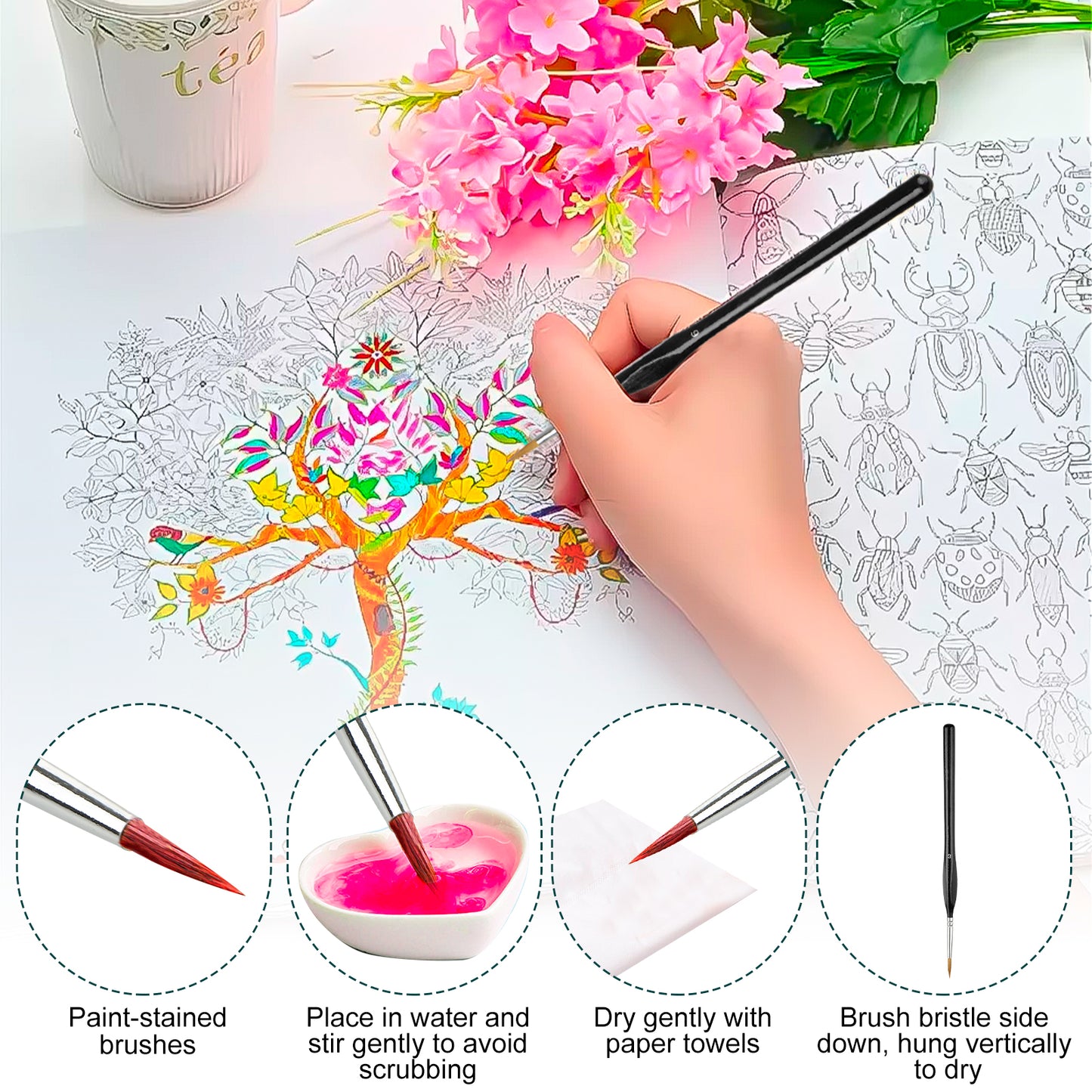 Micro Detail Paint Brush Set, EEEkit 9 PCS Sable Hair Tiny Professional Miniature Fine Detail Brushes