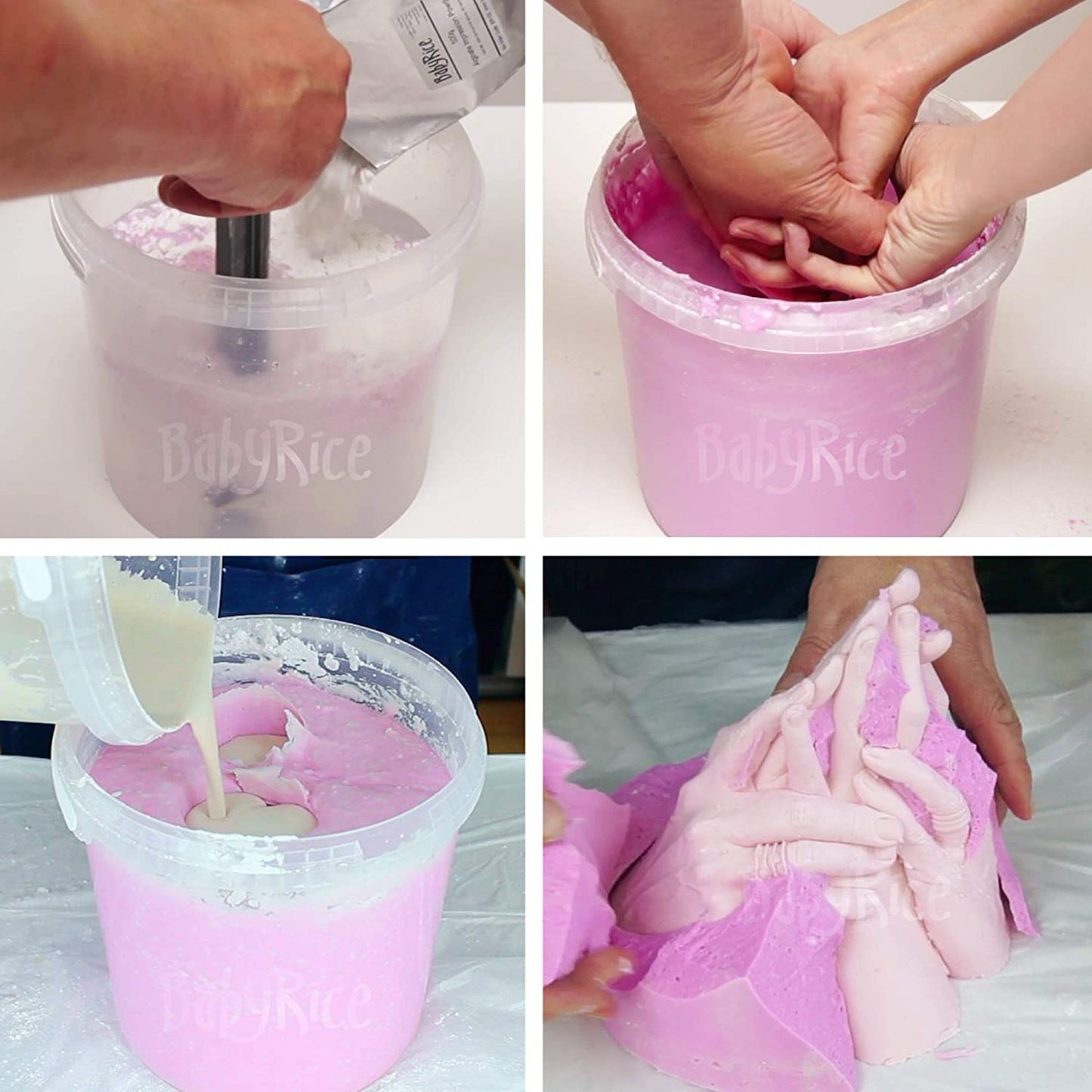 BabyRice 3D Family Hand Casting Kit, Large | 2kg BabyRice Alginate, 2kg Plaster, Metallic Bronze Finishing Kit, 2 Casting Container | Comprehensive Instructions
