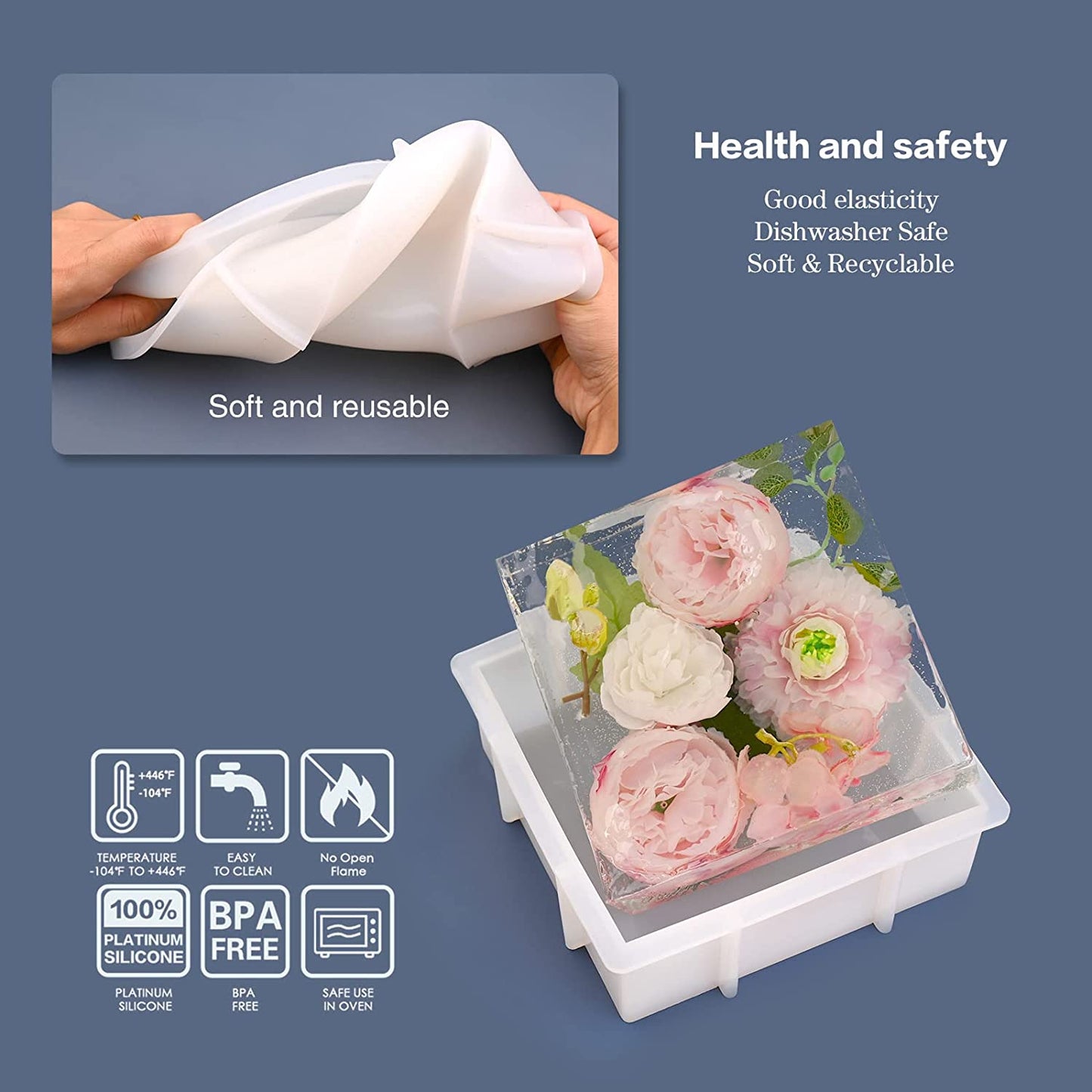 Large Silicone Molds for Resin, Actvty Hexagon Resin Molds, 9 Inch Upgraded Hexagon Silicone Molds for Flowers Preservation, Epoxy Molds for Resin Casting DIY Wedding Home Decors