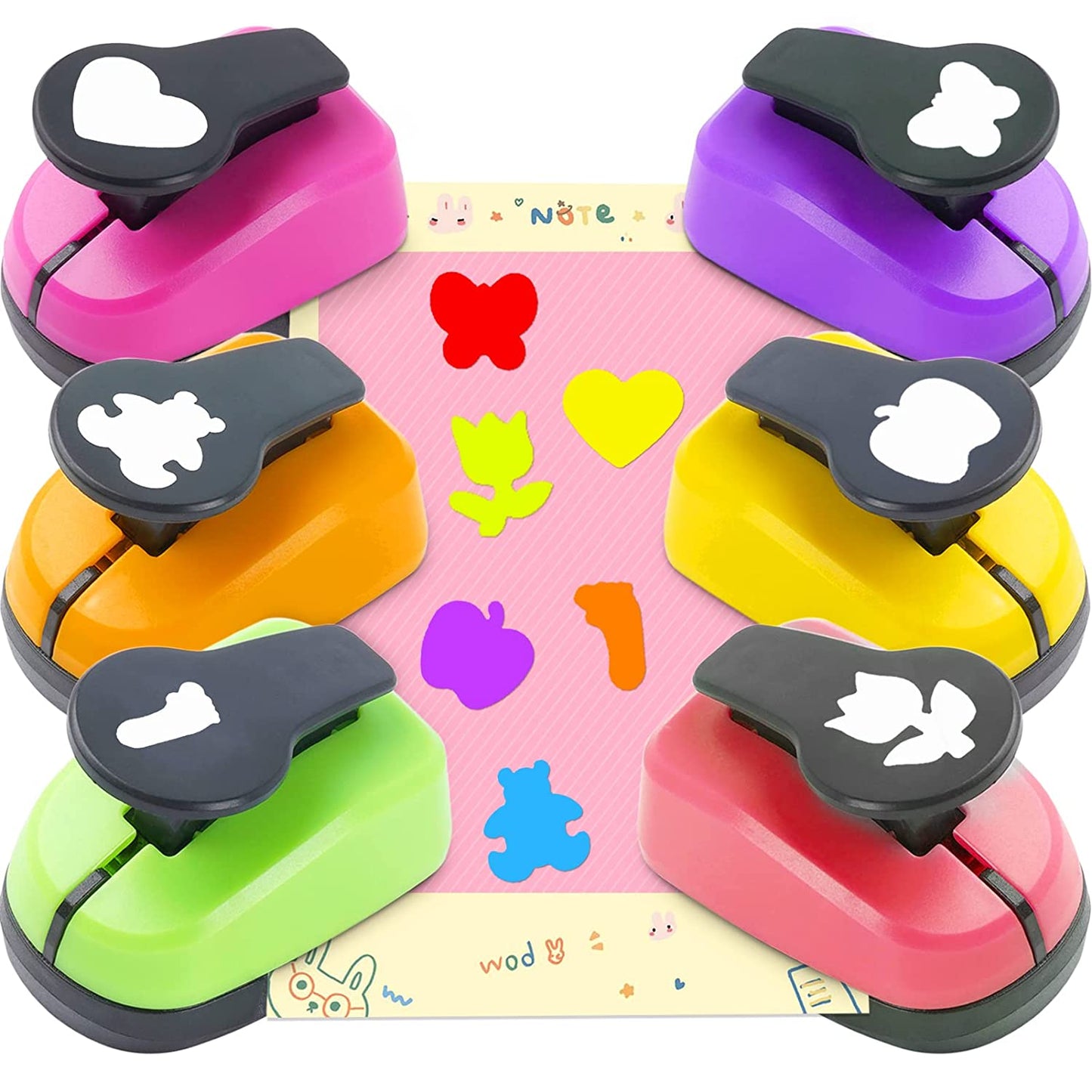 Paper Punches, 1 inch Hole Punch,Heart Paper Punch, 6pcs Hole Punch Set, Flower Paper Punch, For Scrapbooking