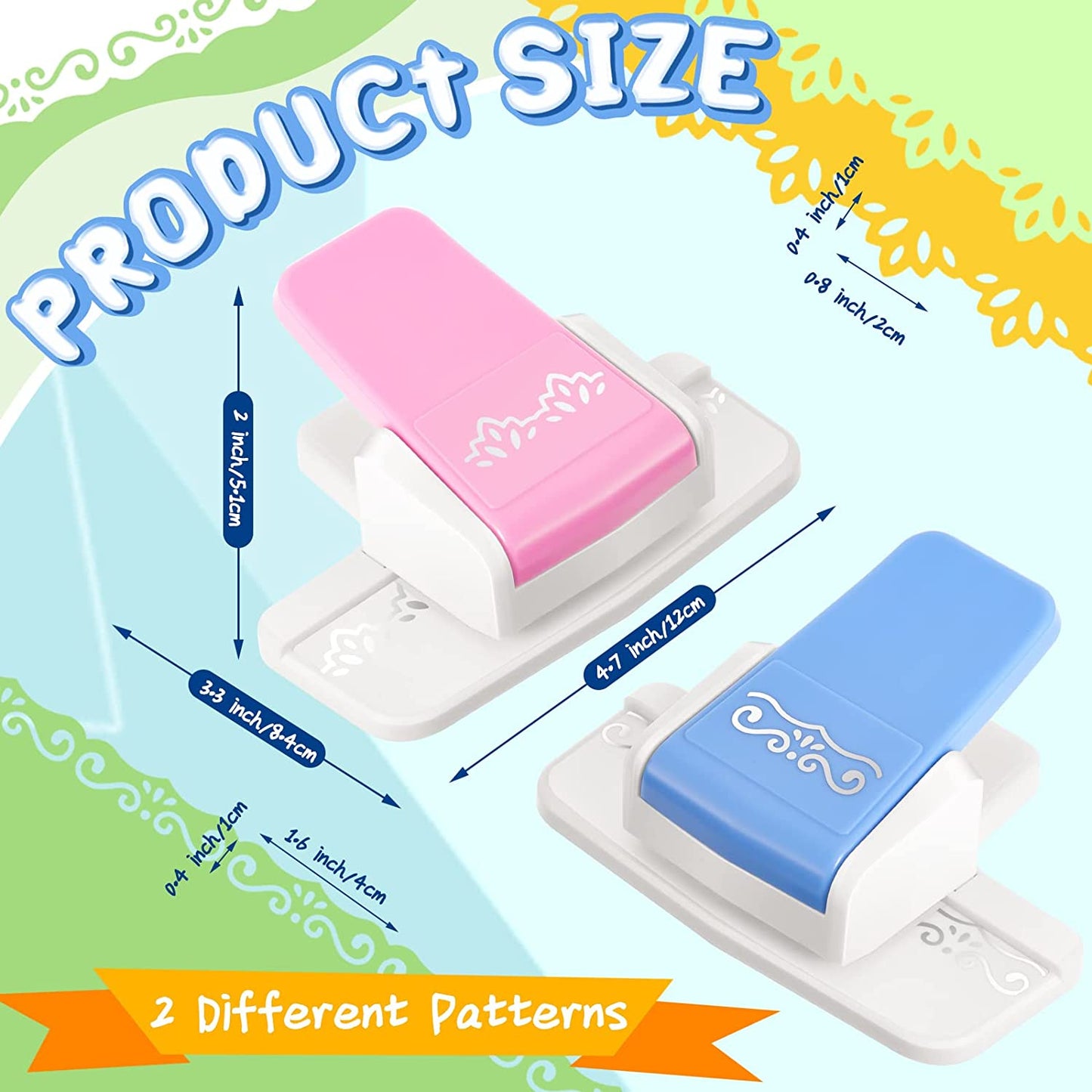 2 Pcs Paper Punch Border Craft Fancy Punches Flower Embossing Punch for Card Making Handmade Cutter DIY Gift Card Puncher for Scrapbooking Die Cut Wedding Cards Crafting(Sweet Style)