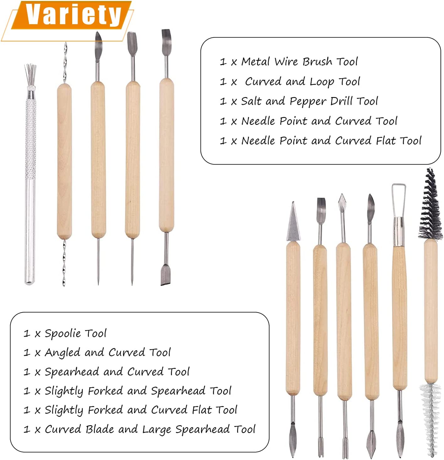 11Pcs Pottery Clay Sculpting Tools Polymer Clay Tools ,Double-Ended, Polymer Ceramic Embossing