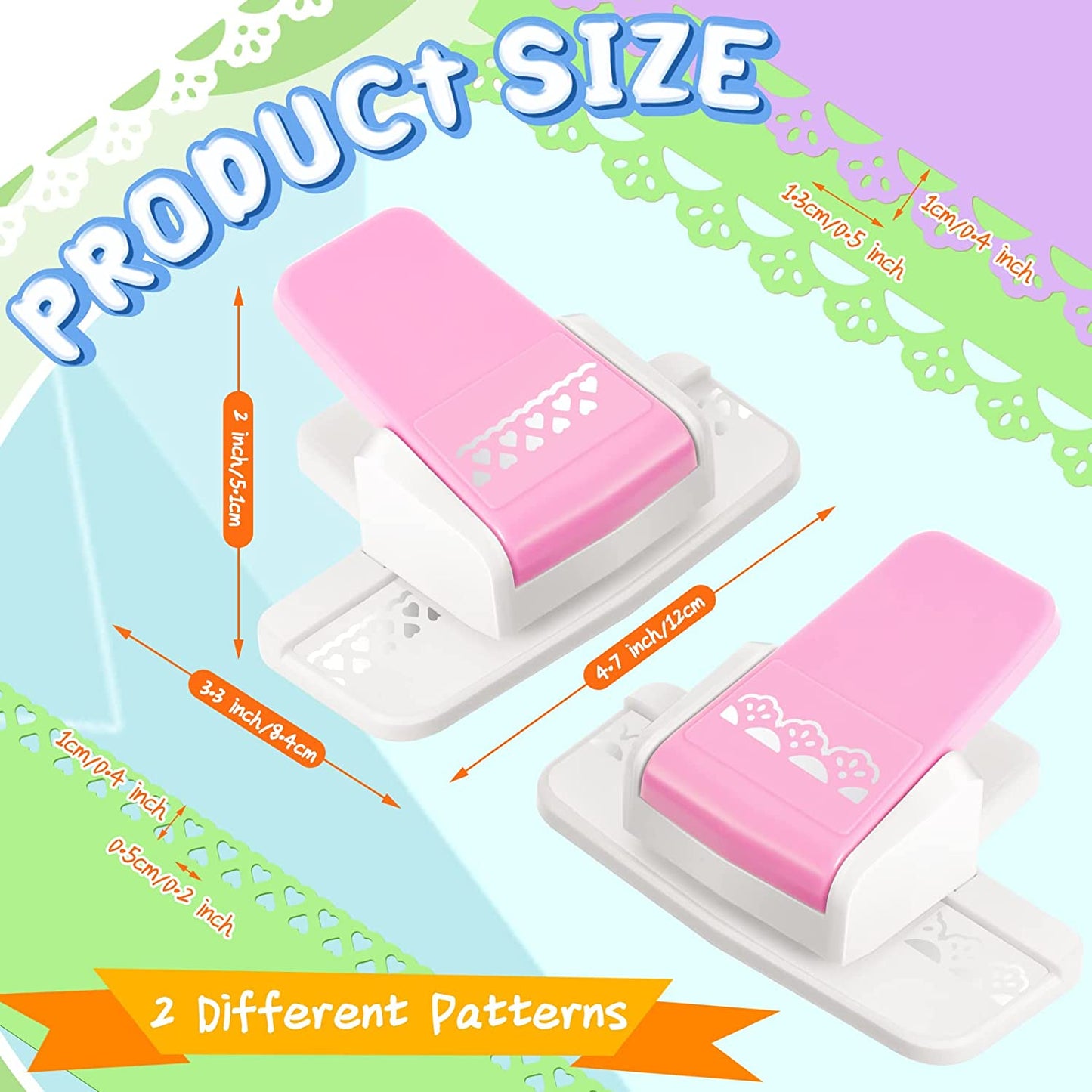 2 Pcs Paper Punch Border Craft Fancy Punches Flower Embossing Punch for Card Making Handmade Cutter DIY Gift Card Puncher for Scrapbooking Die Cut Wedding Cards Crafting(Sweet Style)