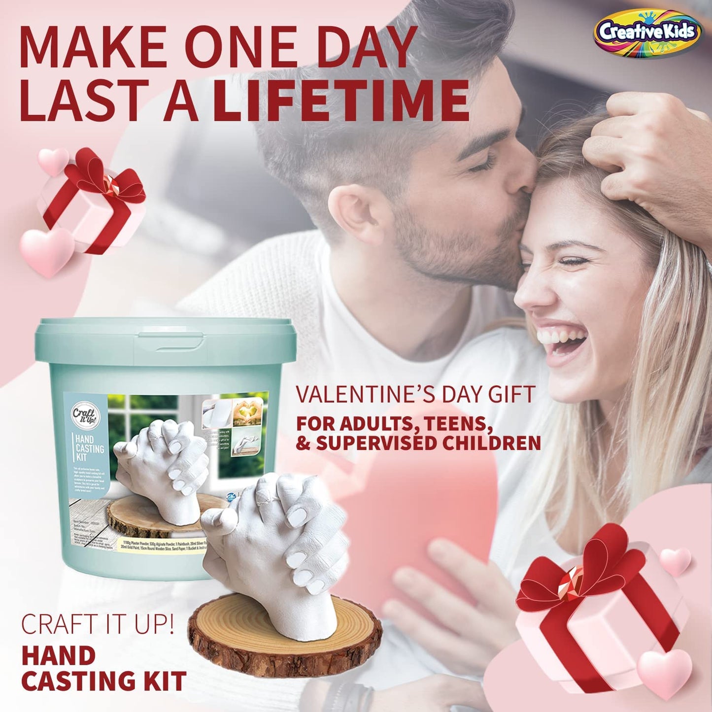 Hand Casting Kit by Craft It Up! | DIY Plaster Molding Sculpture Kit | Hand Molds Casting Kit for Couples | Valentine's Day Gifts | Wedding | Anniversary | Baby Hand Feet Mold Keepsake