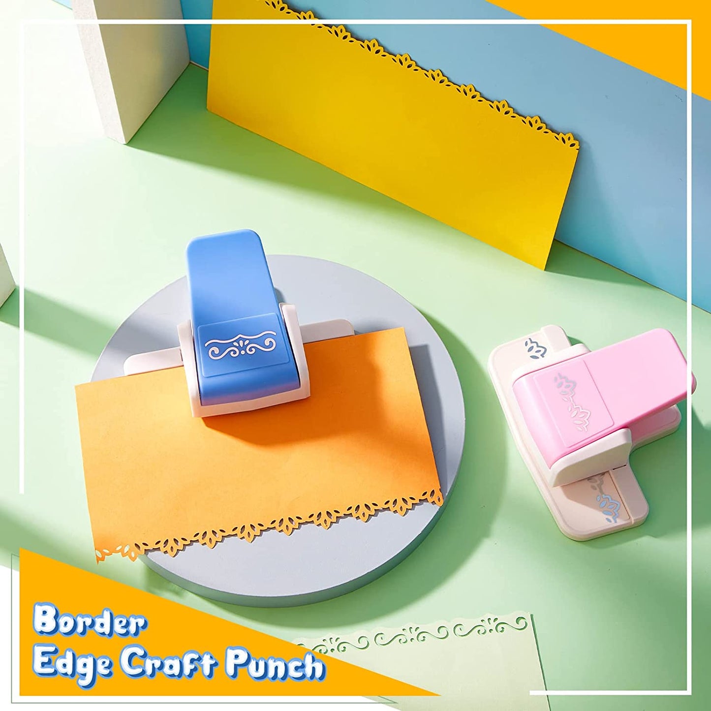2 Pcs Paper Punch Border Craft Fancy Punches Flower Embossing Punch for Card Making Handmade Cutter DIY Gift Card Puncher for Scrapbooking Die Cut Wedding Cards Crafting(Sweet Style)