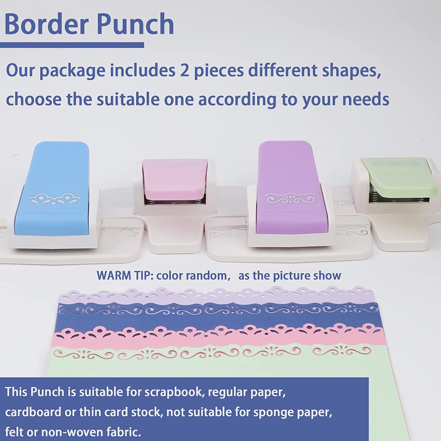PRENDI 2 Pieces Border Punch for Paper Crafts Fancy Punches Scrapbooking Cards DIY Craft and Wedding Invitations