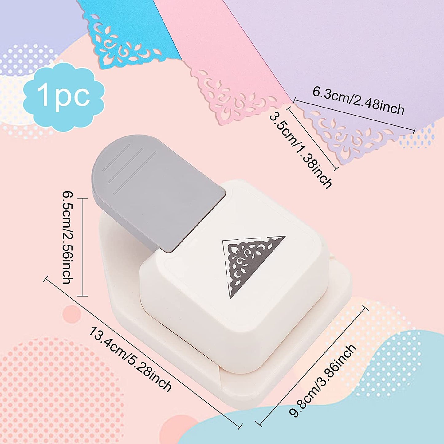 FINGERINSPIRE Green Paper Corner Punch Triangle Shape Flower Pattern Success Tools Corner Punch Paper Cutter Scrapbooking Supplies Punch for Crafts Card Making(5.3x3.8x2.5 inch)