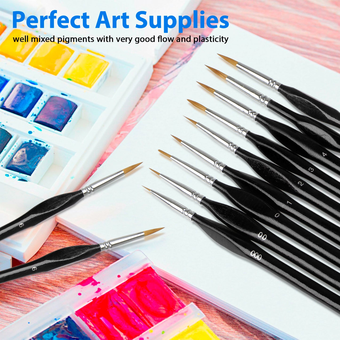 Micro Detail Paint Brush Set, EEEkit 9 PCS Sable Hair Tiny Professional Miniature Fine Detail Brushes