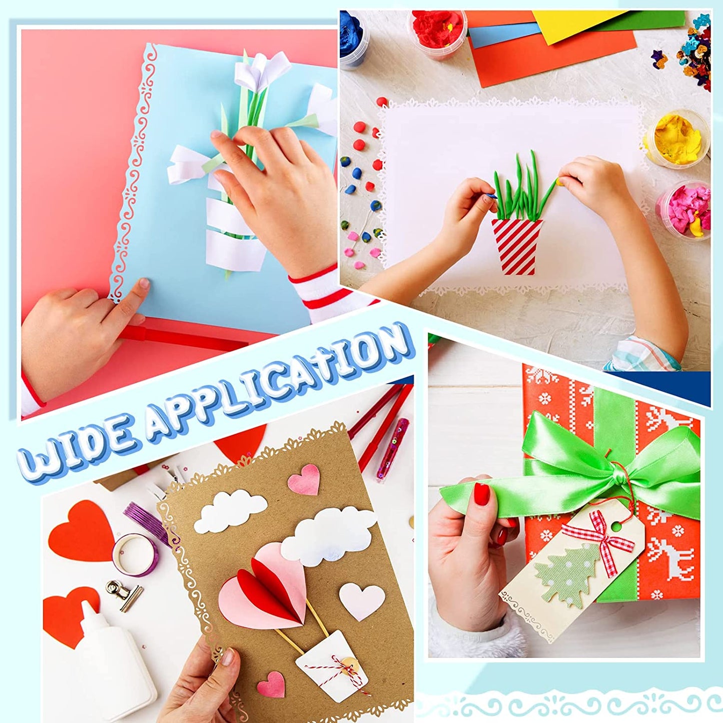 2 Pcs Paper Punch Border Craft Fancy Punches Flower Embossing Punch for Card Making Handmade Cutter DIY Gift Card Puncher for Scrapbooking Die Cut Wedding Cards Crafting(Sweet Style)