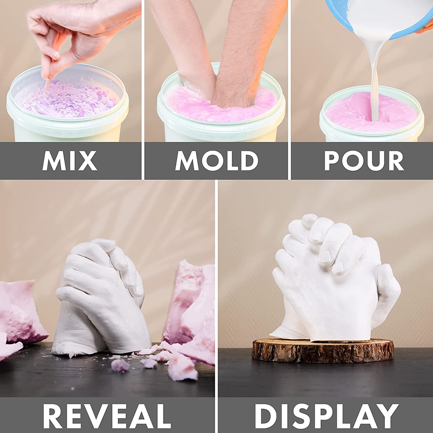 Hand Casting Kit by Craft It Up! | DIY Plaster Molding Sculpture Kit | Hand Molds Casting Kit for Couples | Valentine's Day Gifts | Wedding | Anniversary | Baby Hand Feet Mold Keepsake