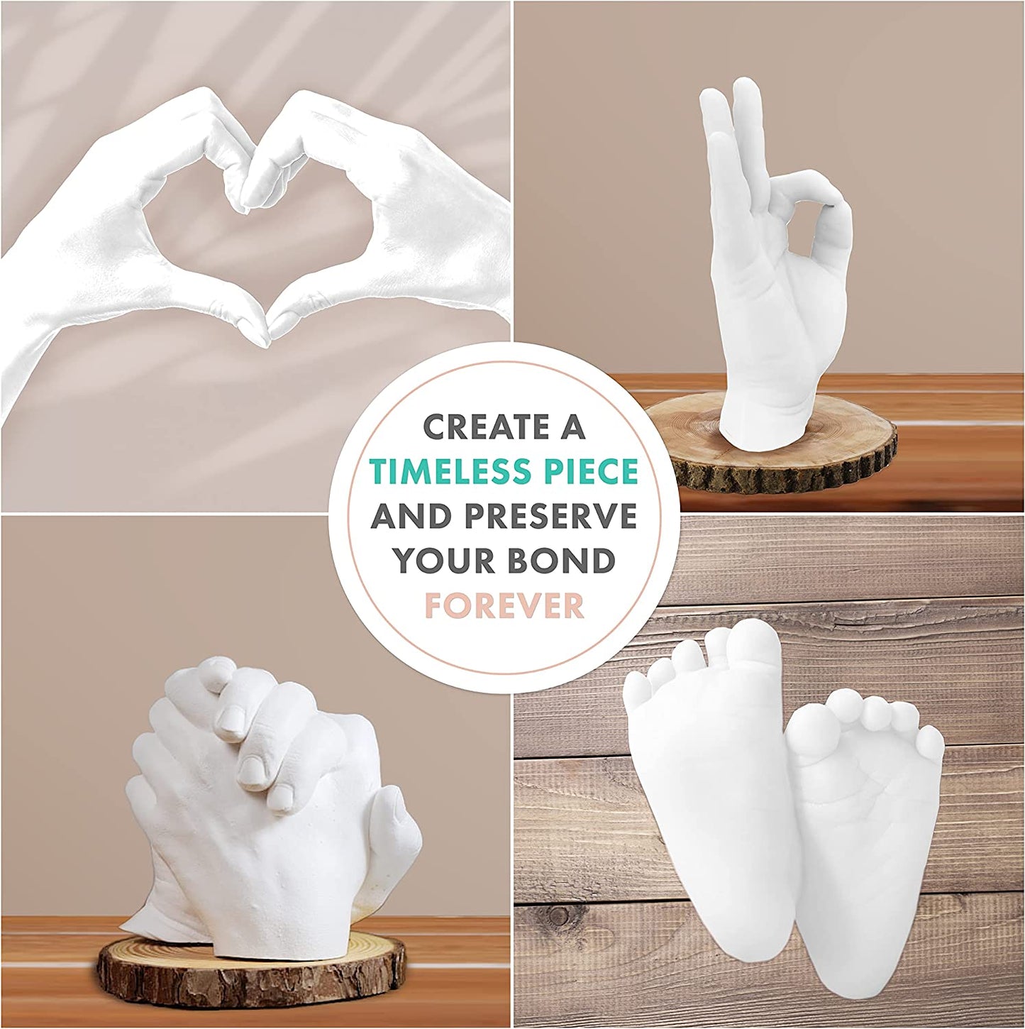 Hand Casting Kit by Craft It Up! | DIY Plaster Molding Sculpture Kit | Hand Molds Casting Kit for Couples | Valentine's Day Gifts | Wedding | Anniversary | Baby Hand Feet Mold Keepsake