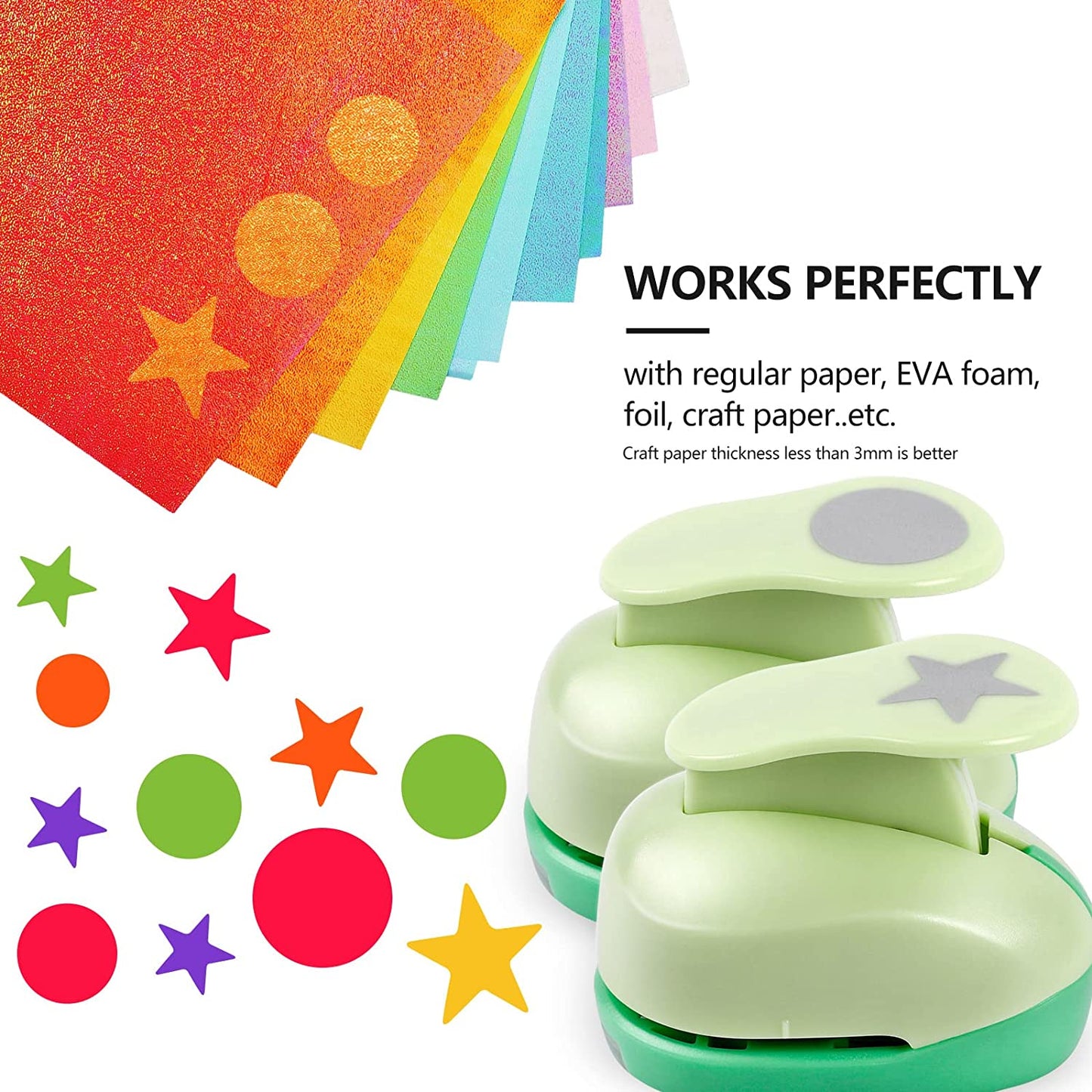 UCEC 6 Pcs Craft Hole Punch, 1-Inch Paper Puncher Handmade Hole Scrapbooking Punches, Different Shape Crafting Designs for Kindergarten Teacher Office Supplies Kids