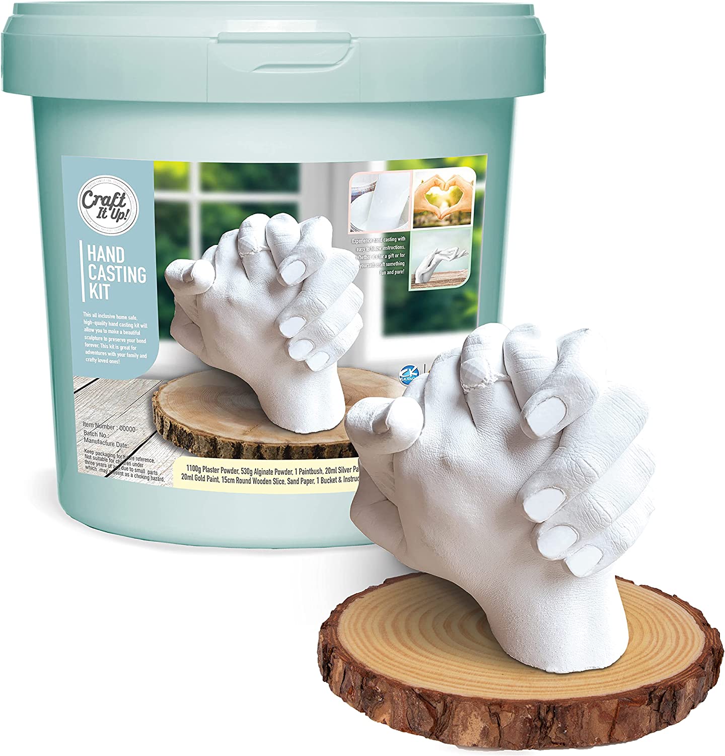 Hand Casting Kit by Craft It Up! | DIY Plaster Molding Sculpture Kit | Hand Molds Casting Kit for Couples | Valentine's Day Gifts | Wedding | Anniversary | Baby Hand Feet Mold Keepsake