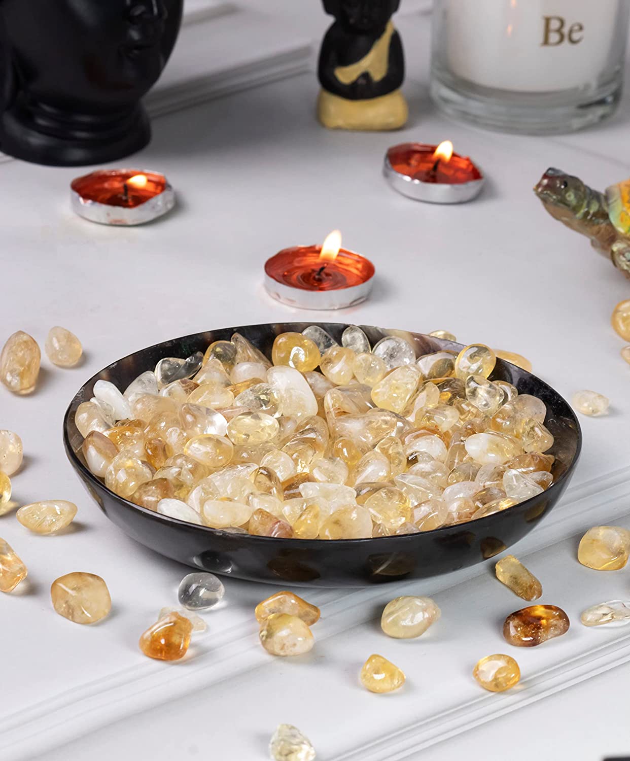 Crocon 1LB Black Strawberry Mini Tumbled Stones and Crystals Bulk Natural Crystal Kit for Reiki Healing Crystals