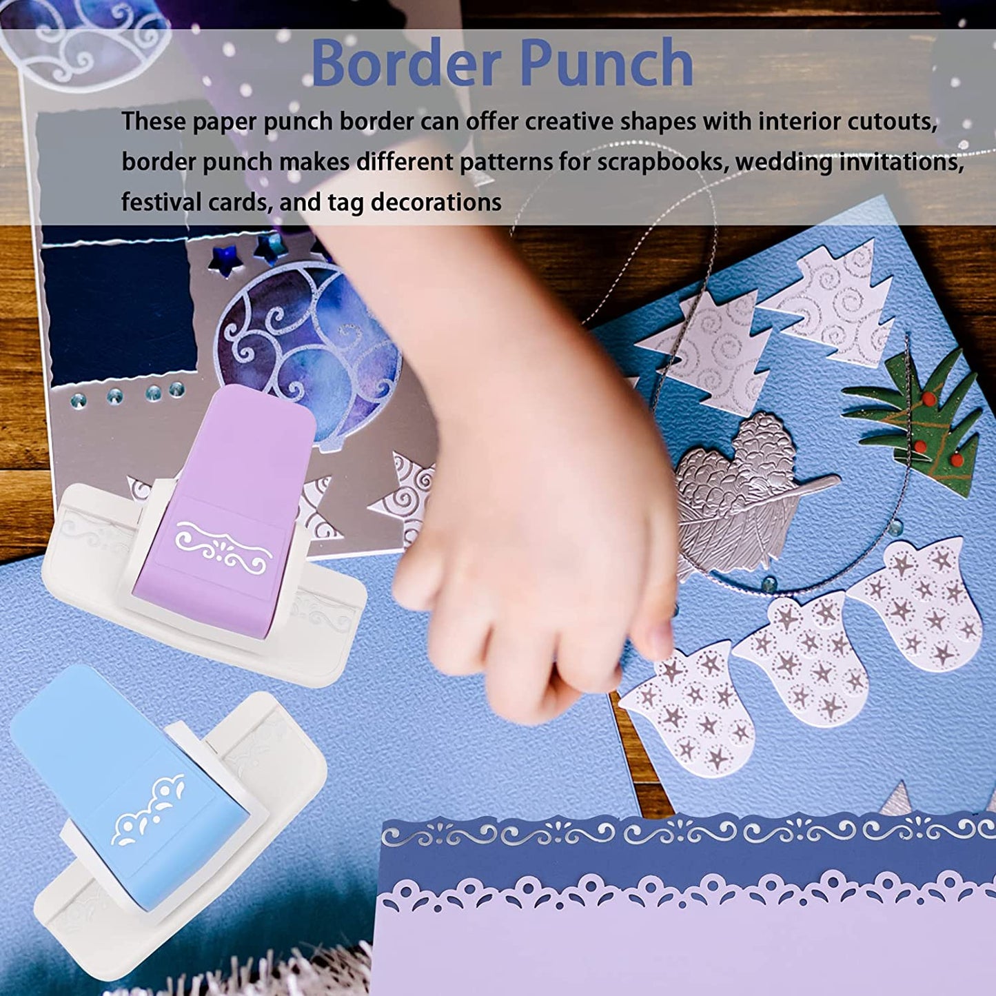 PRENDI 2 Pieces Border Punch for Paper Crafts Fancy Punches Scrapbooking Cards DIY Craft and Wedding Invitations