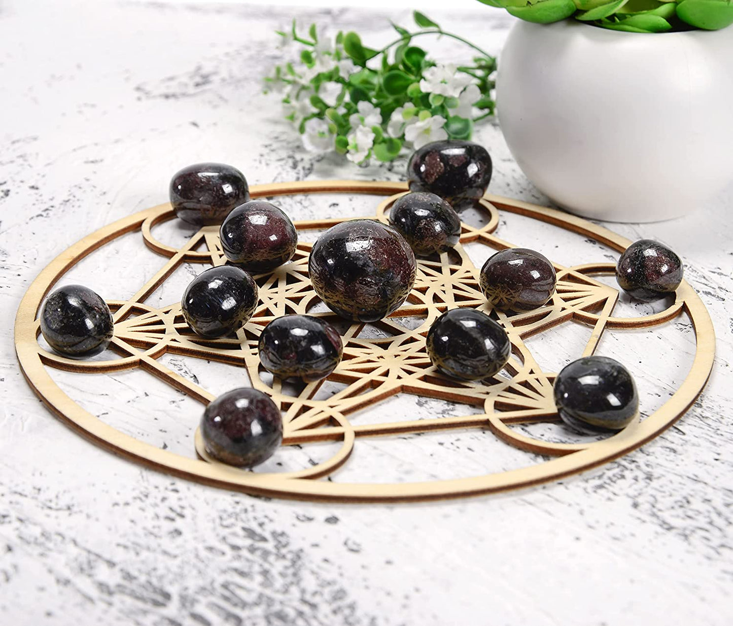 Crocon 1LB Black Strawberry Mini Tumbled Stones and Crystals Bulk Natural Crystal Kit for Reiki Healing Crystals