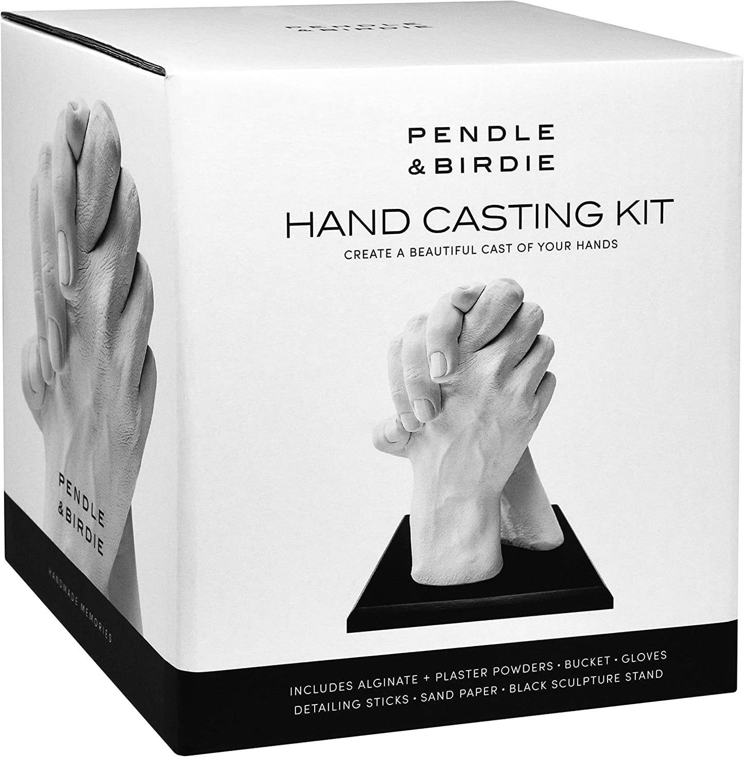 Pendle & Birdie Hand Casting Kit - A Complete Premium Craft Gift to Create a Two-Hand Couples Sculpture Keepsake. Large Kit incl. an Elegant Stand, Plaster & Colour Changing Alginate