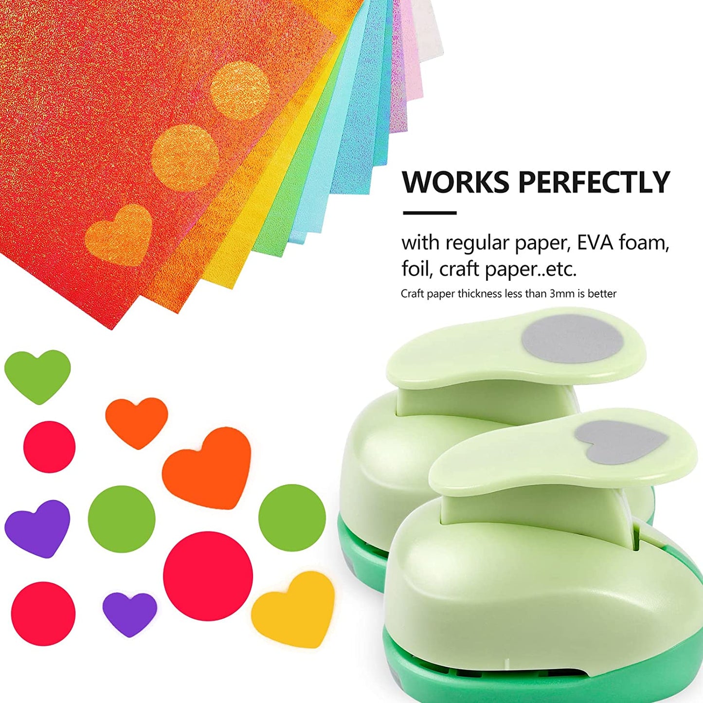 UCEC 6 Pcs Craft Hole Punch, 1-Inch Paper Puncher Handmade Hole Scrapbooking Punches, Different Shape Crafting Designs for Kindergarten Teacher Office Supplies Kids