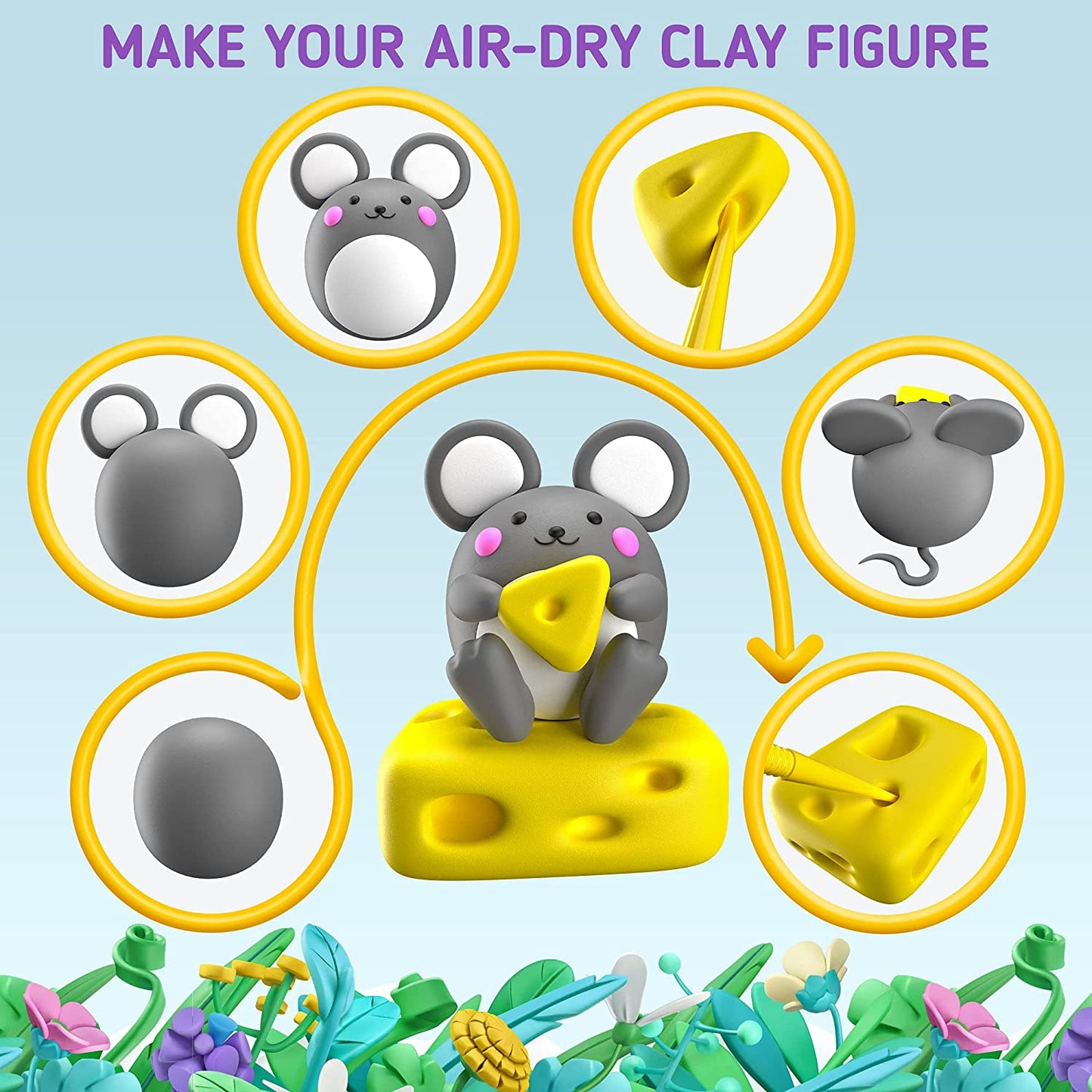 FLYFLAG Air Dry Clay 36 Colors, Soft & Ultra Light, Modeling Clay with Accessories, Tools and Tutorials
