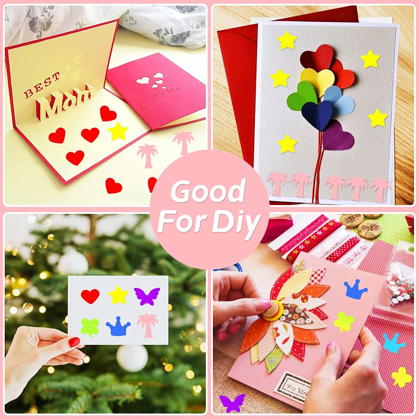 ARC Hole Punch Shapes,Single Hole Punch, 6PCS Hole Puncher for Crafts Scrapbook Punches, Star Hole Punch, Heart Hole Punch