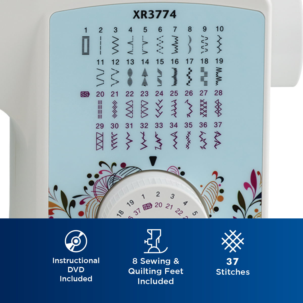 Brother XR3774 Sewing And Quilting Machine With 37 Built-In Stitches, Wide Table, 8 Included Sewing Feet