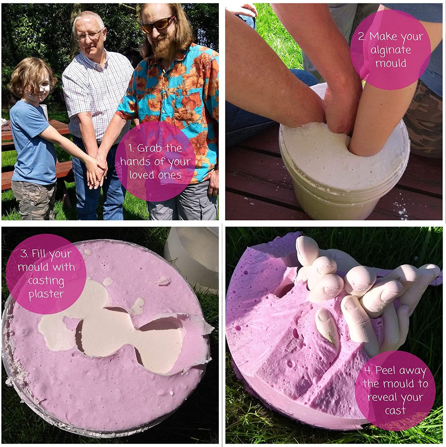 BabyRice 3D Family Hand Casting Kit, Large | 2kg BabyRice Alginate, 2kg Plaster, Metallic Bronze Finishing Kit, 2 Casting Container | Comprehensive Instructions