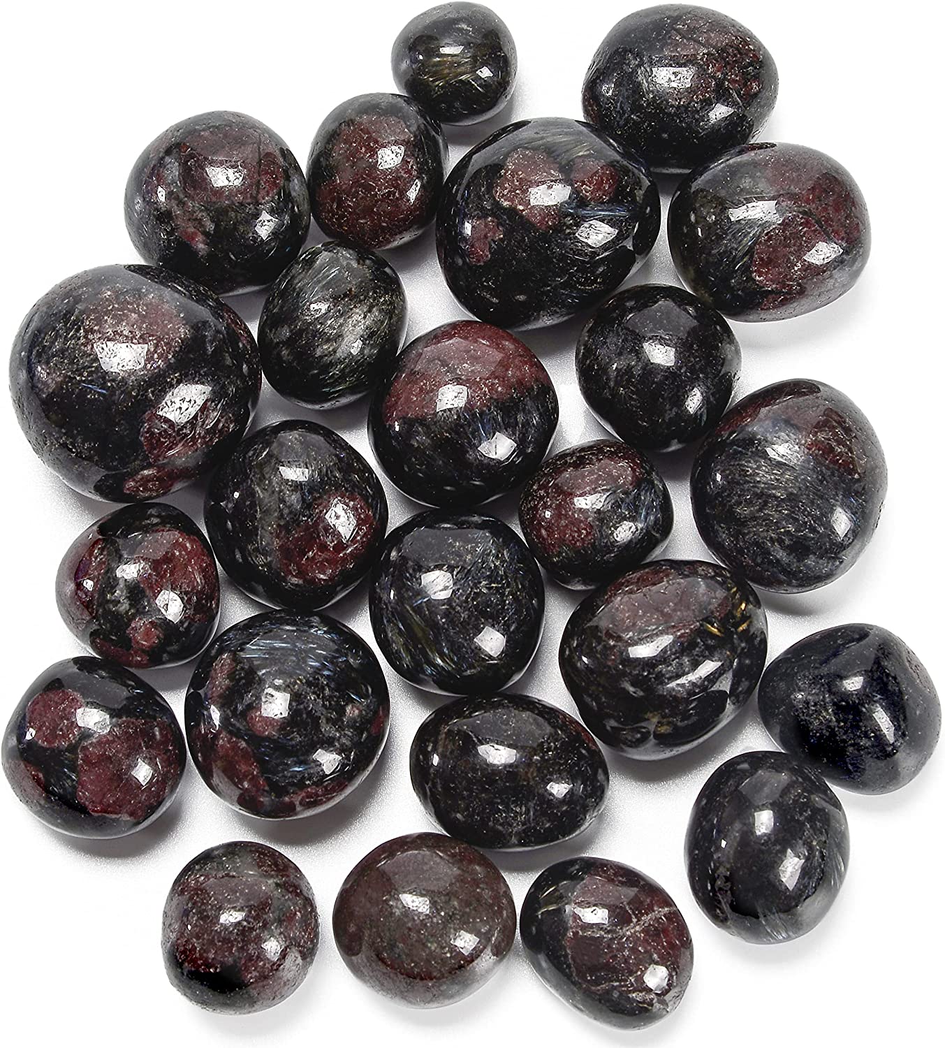 Crocon 1LB Black Strawberry Mini Tumbled Stones and Crystals Bulk Natural Crystal Kit for Reiki Healing Crystals
