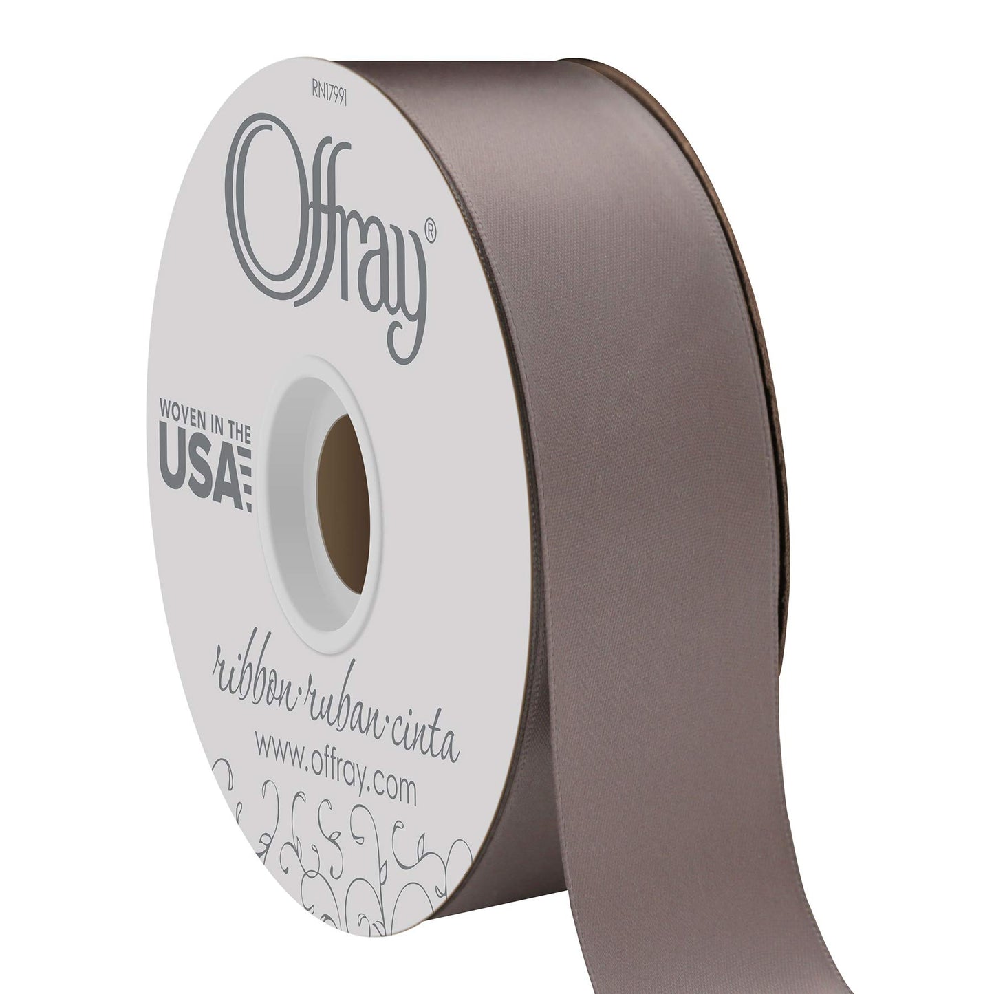 Berwick Offray 1.5" Wide Double Face Satin Ribbon, Portobello Brown, 50 Yds