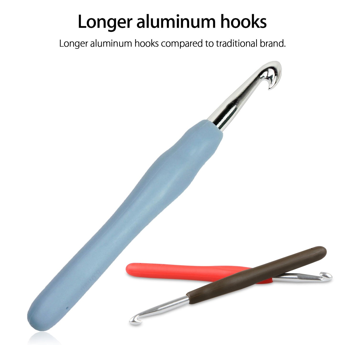 12pcs EEEkit Ergonomic Handle Crochet Hooks Set Soft Needles Crafts Sewing Knitting Hooks Tool for Arthritic Hands (2mm-8mm)