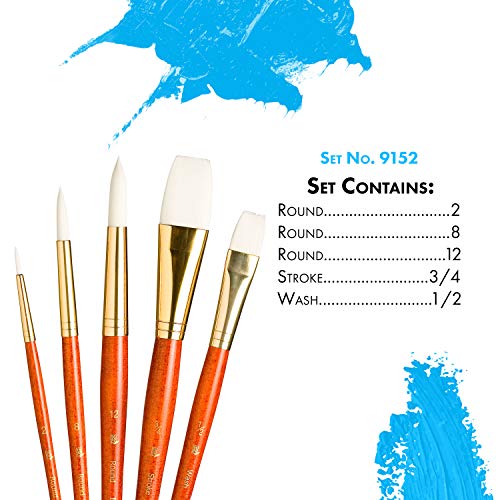 Princeton Brush Real Value 5 White Taklon Brush Set