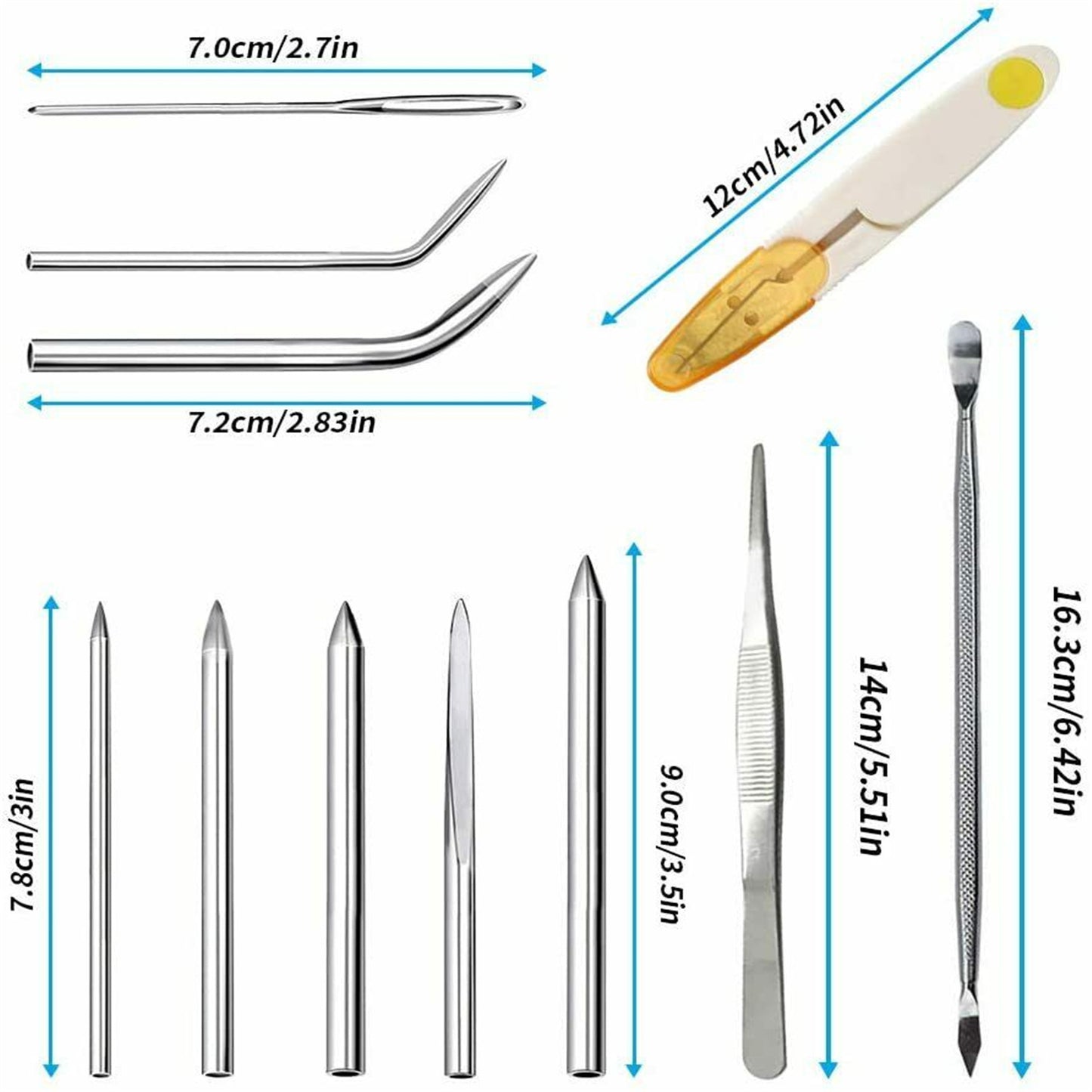 Allnice 12 in 1 Paracord Bracelet Stainless Steel Fid Lacing Stitching Needles Tools Set