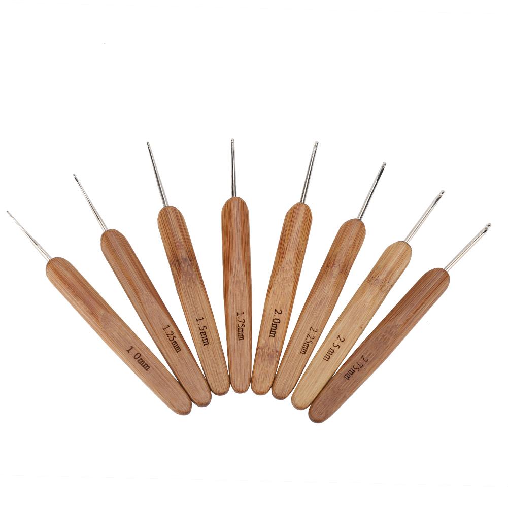 LAFGUR 20Pcs/Lot Crochet Hooks Needles Bamboo Handle Weave Sewing Tools Set Kit, Crochet Hooks Set, Crochet Tools Kit