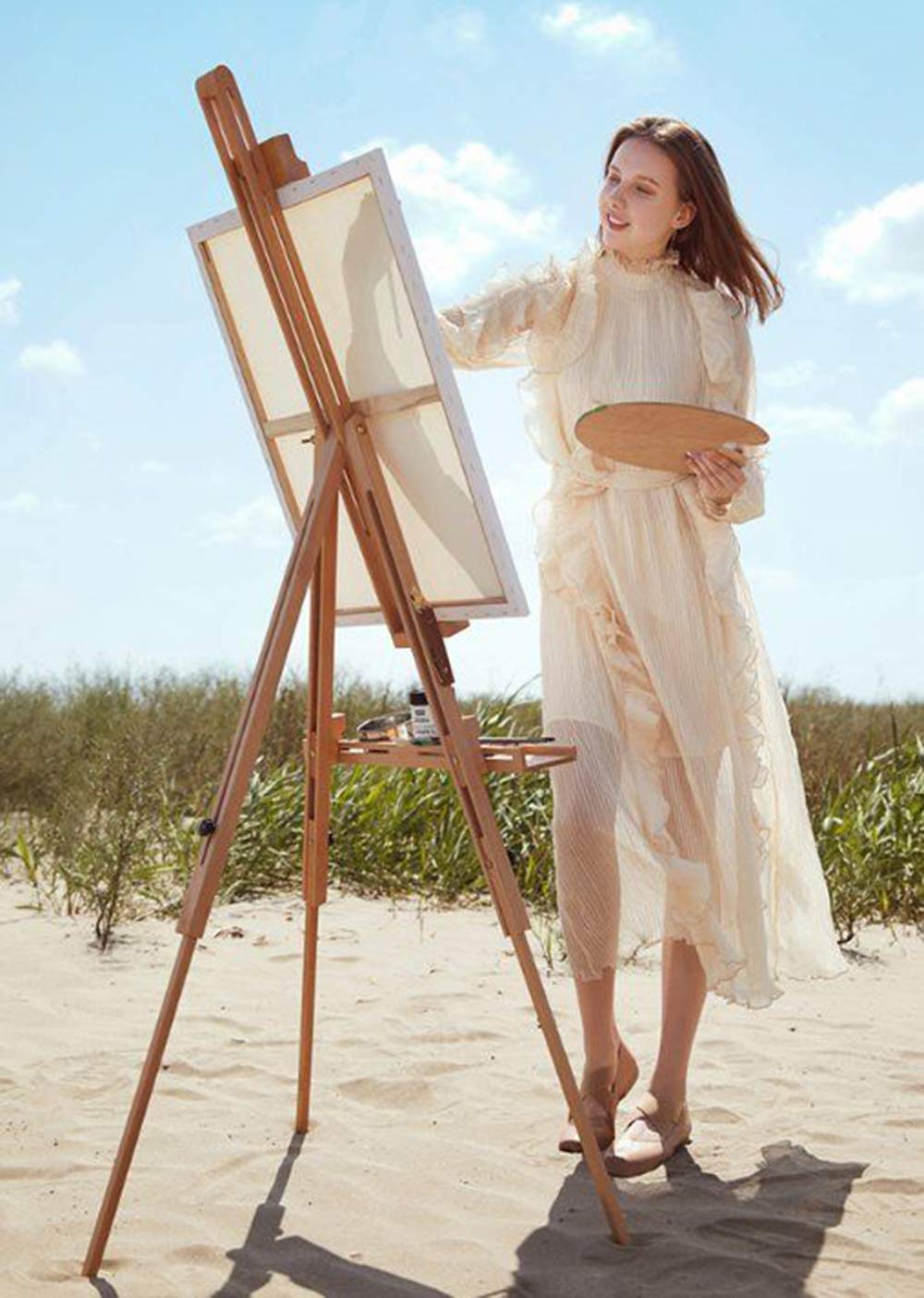 MEEDEN Tripod Portable Field Easel Stand, Artist Wooden Easel for Adults Painting with Carry Bag, Adjustable Art Easel Hold Canvas up to 44"