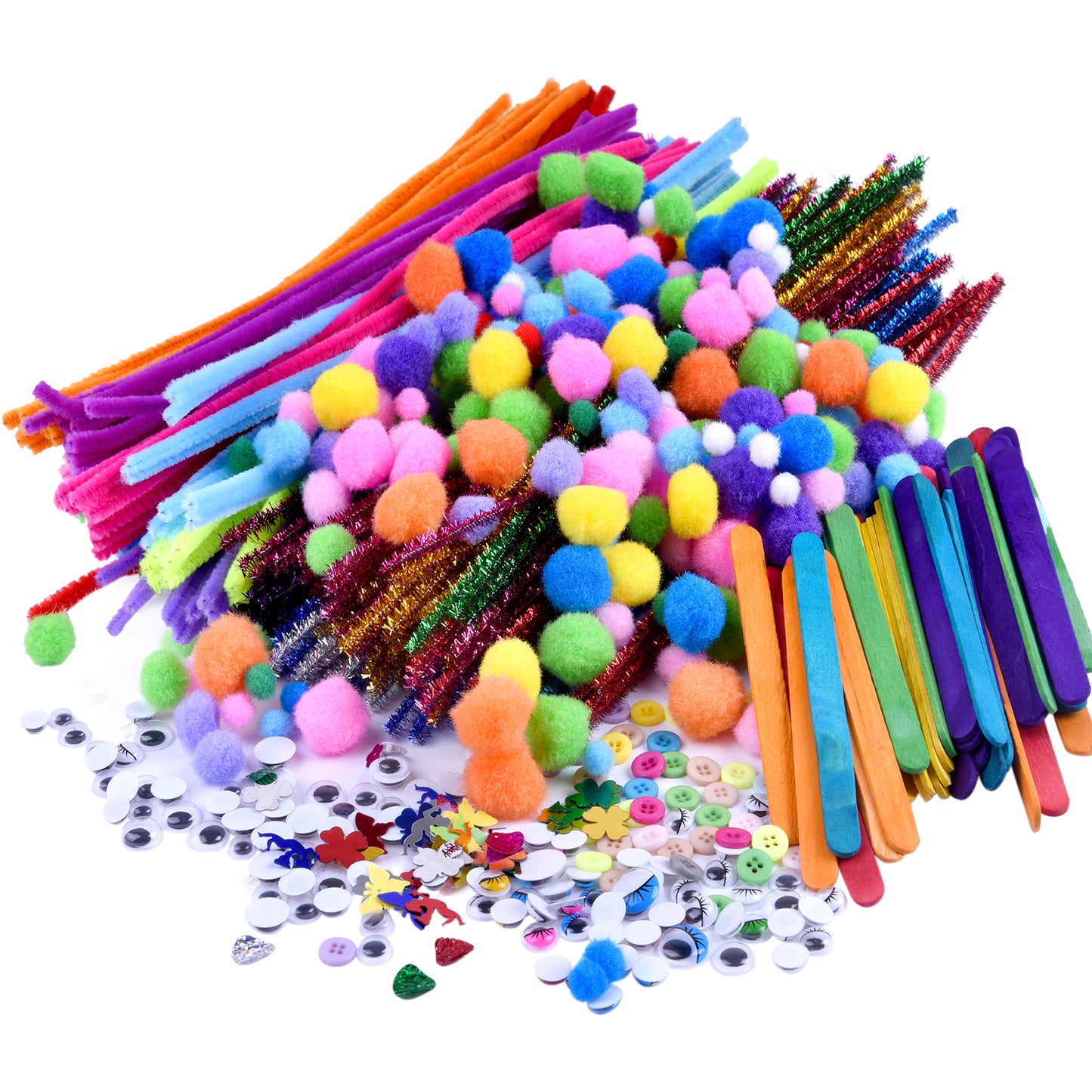 EpiqueOne 1090 Piece Kids Arts & Crafts Supplies with Pipe Cleaners, Pom Poms, and Googly Eyes