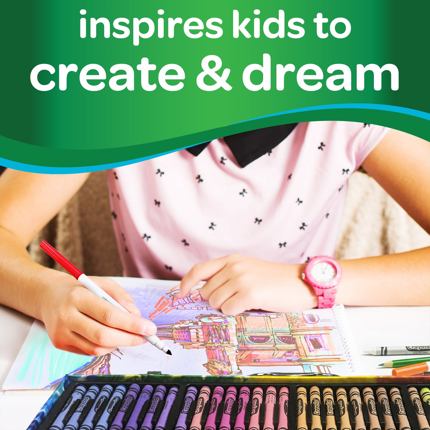 Crayola Assorted Zigzag Inspiration Art Case, 140 Piece, Art Set for Kids (Styles May Vary)