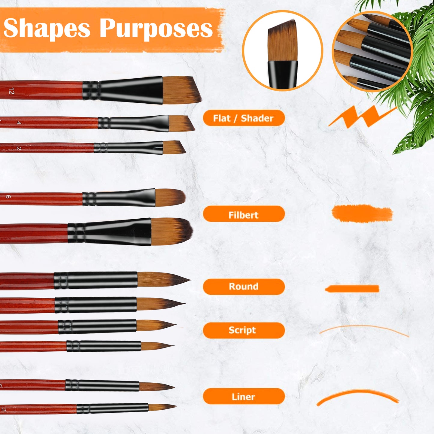 TSV Paint Brushes Set, 18/10 Pcs Acrylic Nylon Hair Art Brushes, Professional Artist Paint Brushes for Oil Watercolor Painting, Face Body Model Paint, Nail Art, Miniature Detailing, Rock Painting