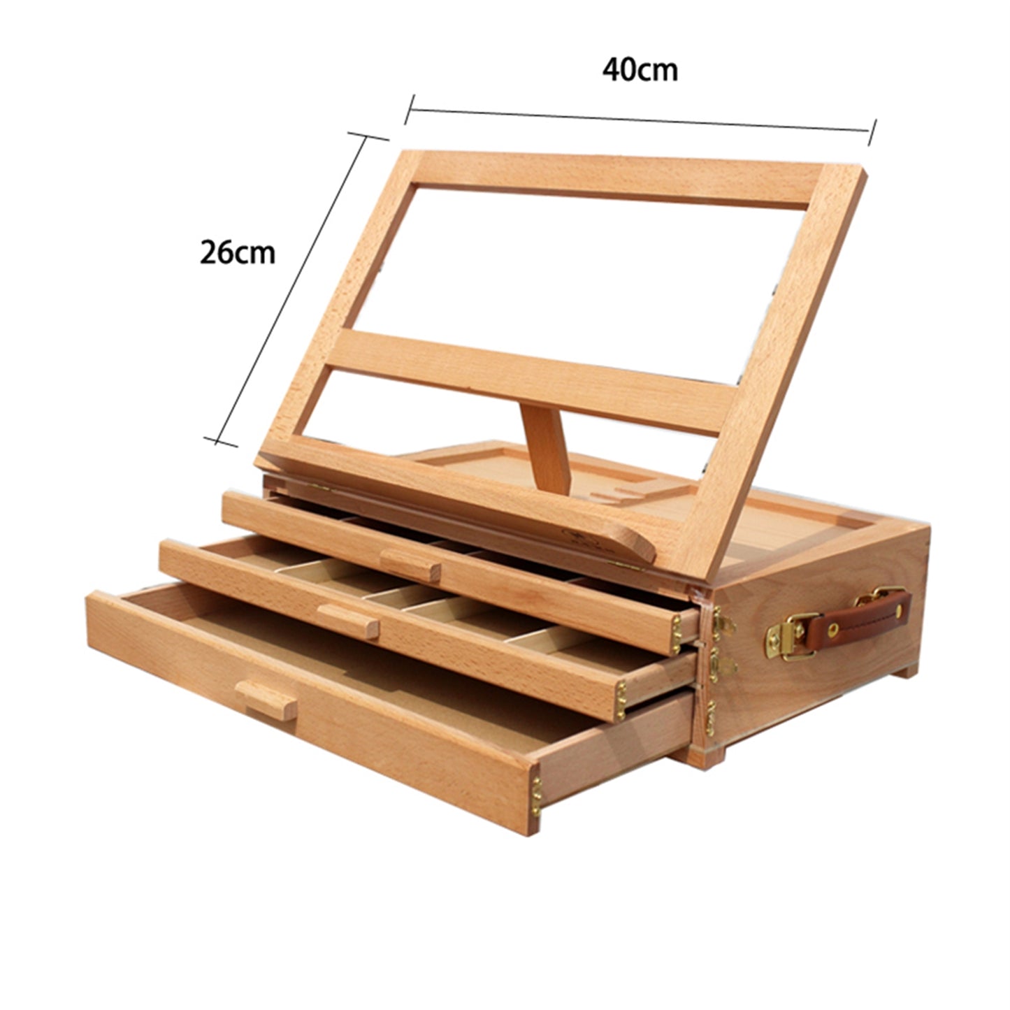 Wood Desk Table Easel - Beech Desktop Easel with 3 Layers Drawer for Artist Craft Supplies Storage Organizer, Wooden Art Tabletop Box for Drawing, Painting and Sketching