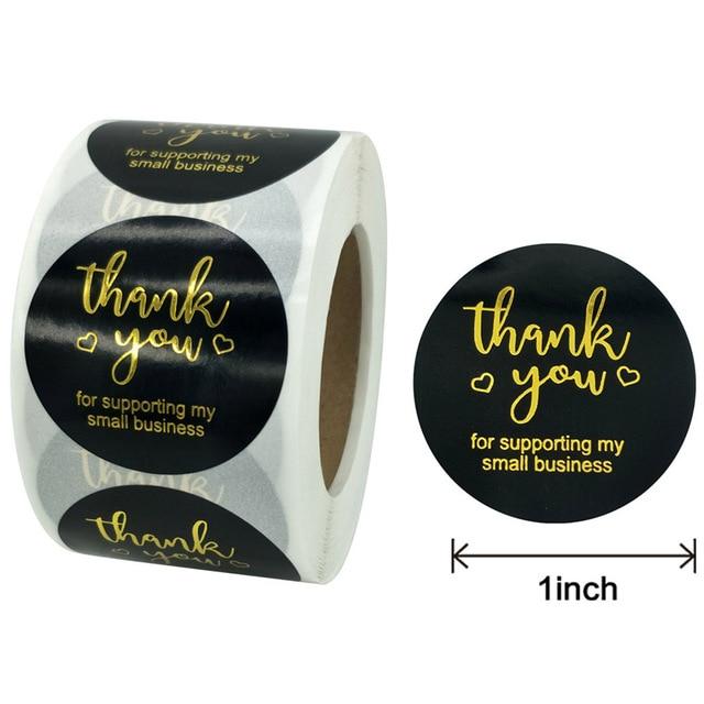 Round Floral Thank You Sealed Label