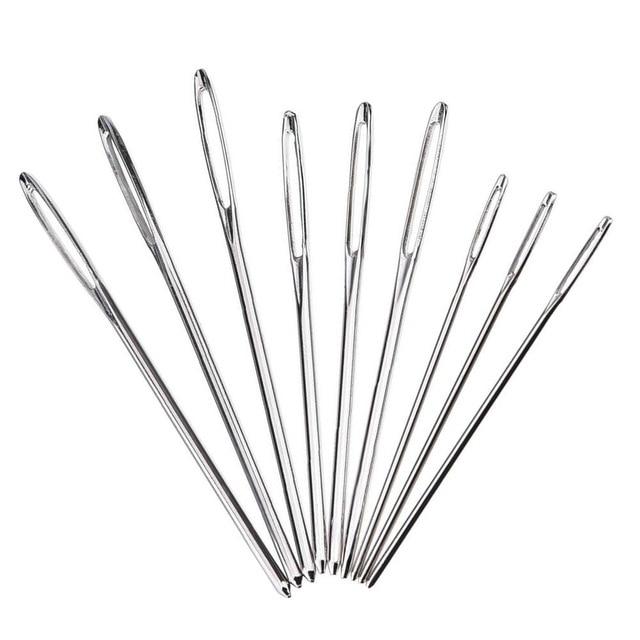 Large Eye Metal Needles Cross Stitch Knitting Crochet