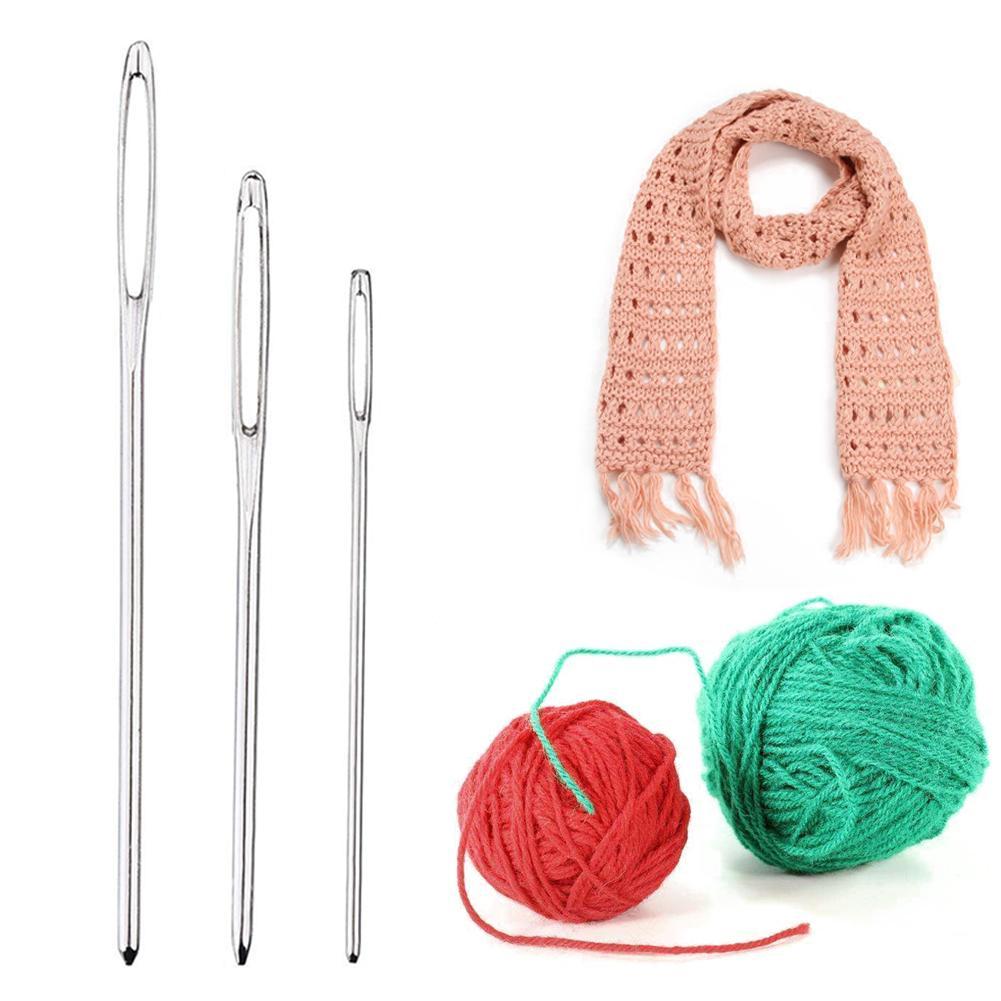 Large Eye Metal Needles Cross Stitch Knitting Crochet