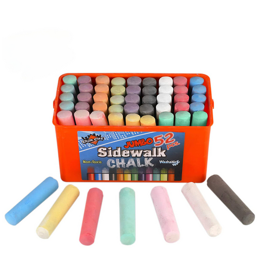 Chalk City Sidewalk Neon Chalk for Kids Washable Outdoor Jumbo Chalks Bucket 52 Count