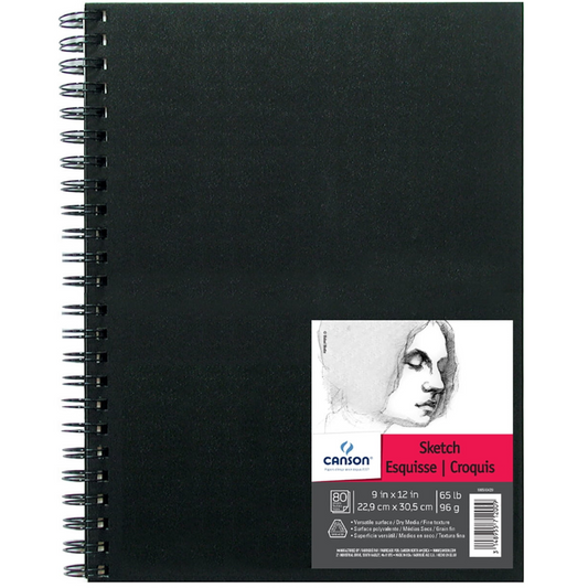 Canson Artist Series Wirebound Sketch Book, 80 Sheets, 9" x 12"