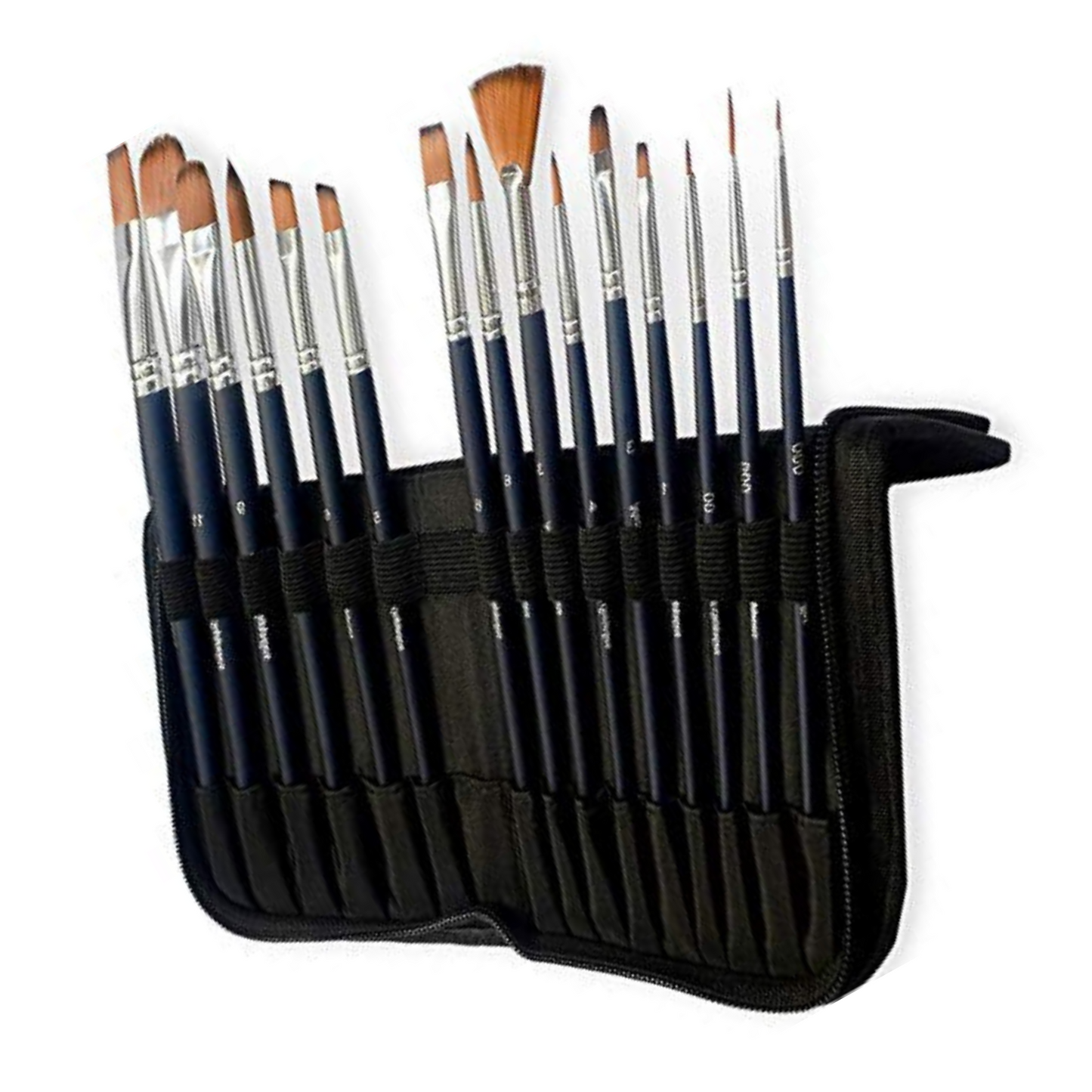 MozArt Watercolor Paint 15 Brush Set with Carrying Case, Brush Stand