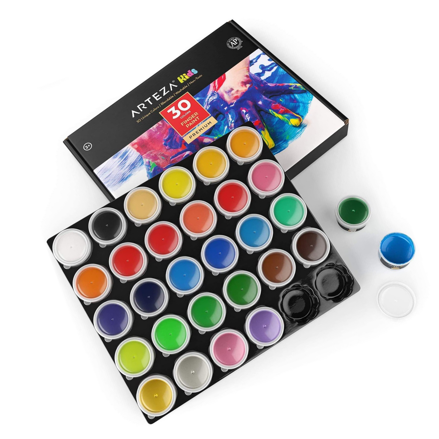Arteza Kids Finger Paints, Assorted Colors, 30ml - 30 Pack