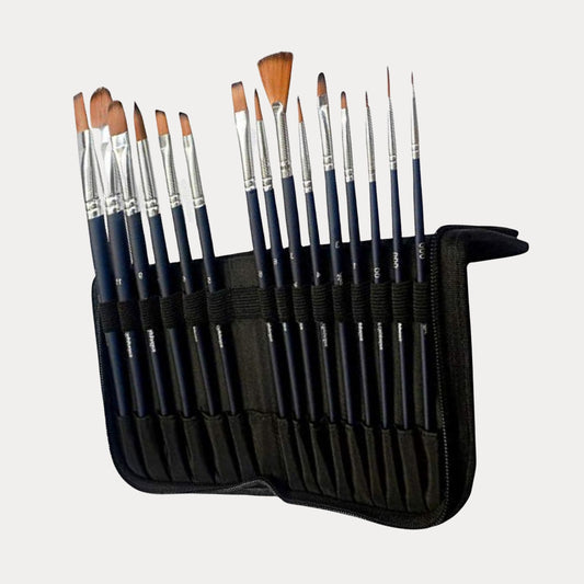 MozArt Watercolor Paint 15 Brush Set with Carrying Case, Brush Stand