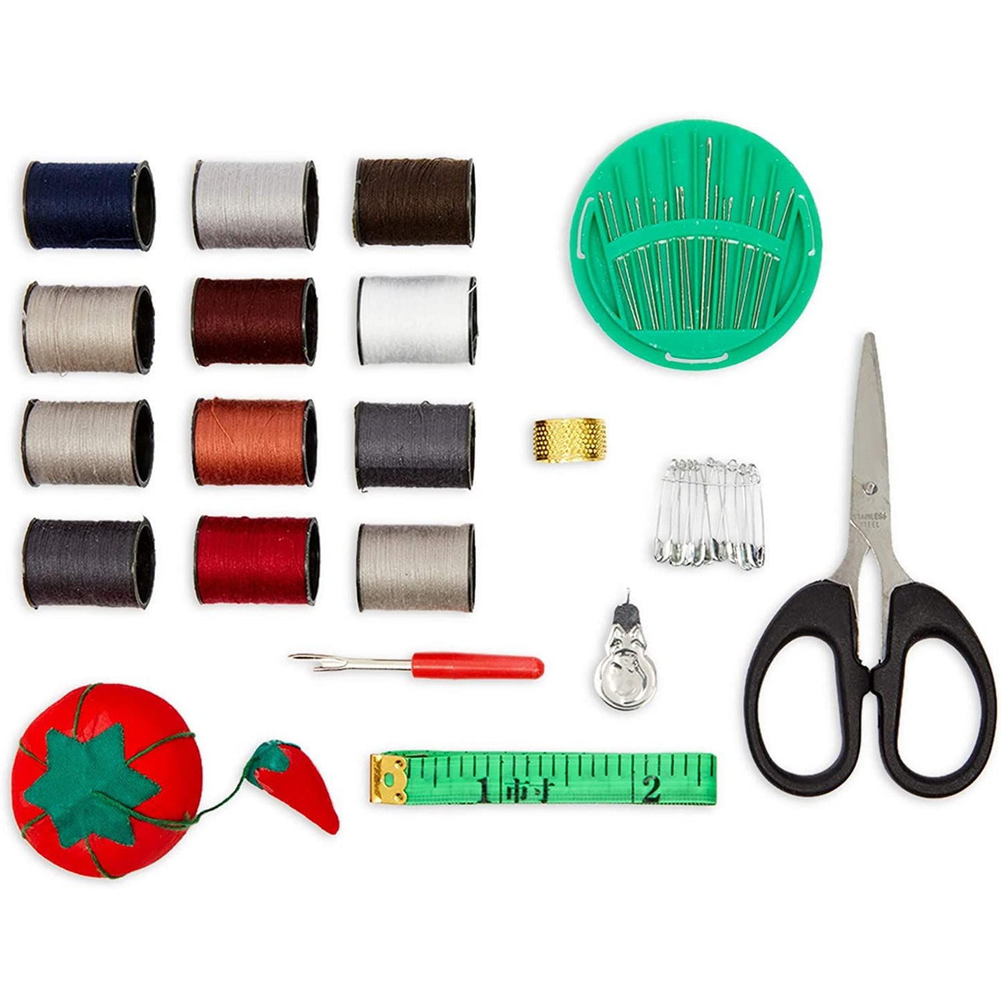 Vintage Sewing Basket Organizer Box Kit with Supplies and Notions Accessories