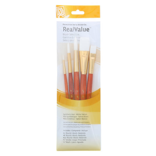 Princeton Brush Real Value 5 White Taklon Brush Set