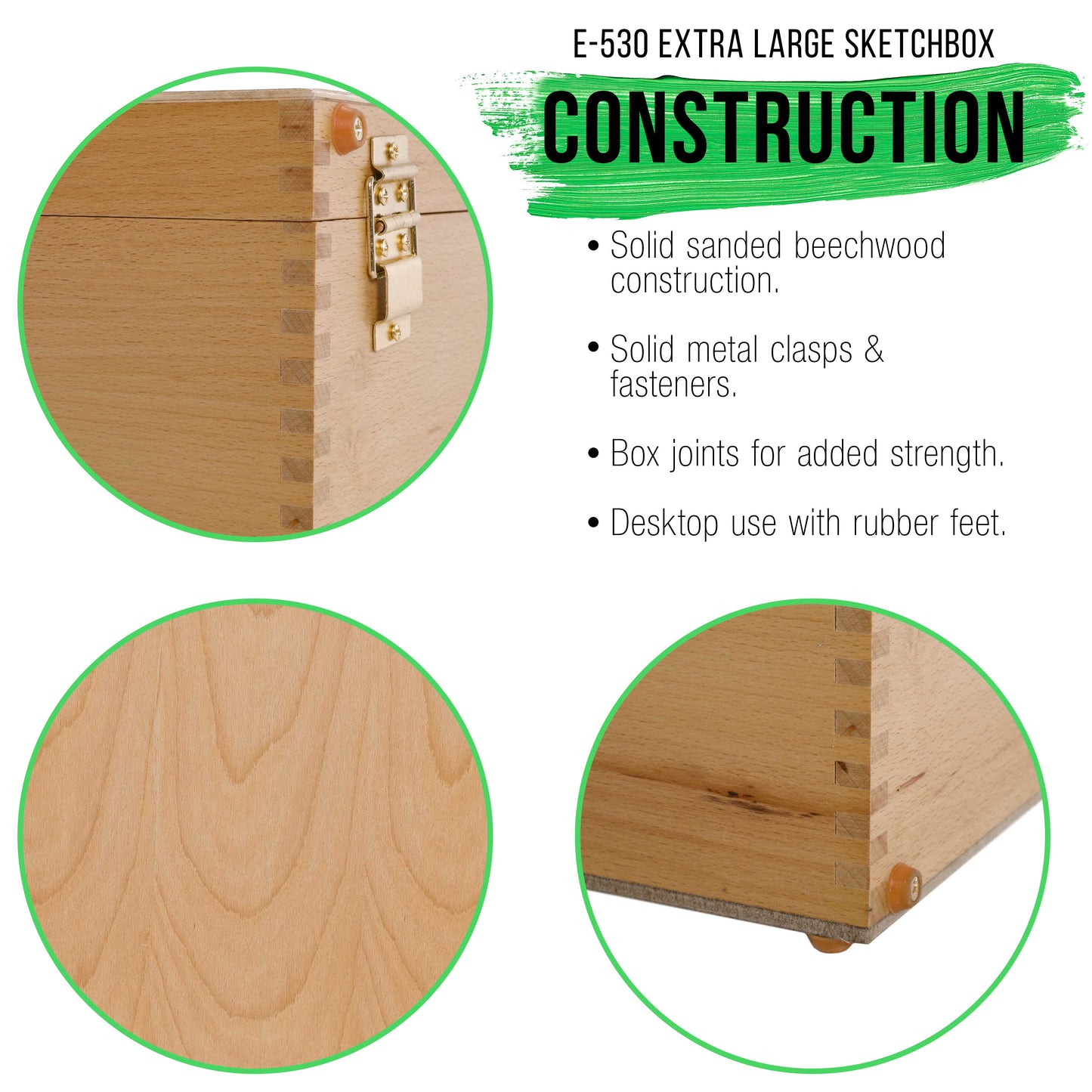 U.S. Art Supply Grand Cayman 2 Drawer Adjustable Wood Table Sketchbox Easel, Wooden Artist Desktop Storage Case, Palette